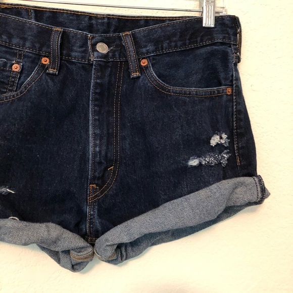 Levi’s Cut Off Distressed Denim Shorts 505 W32 - Picture 2 of 7